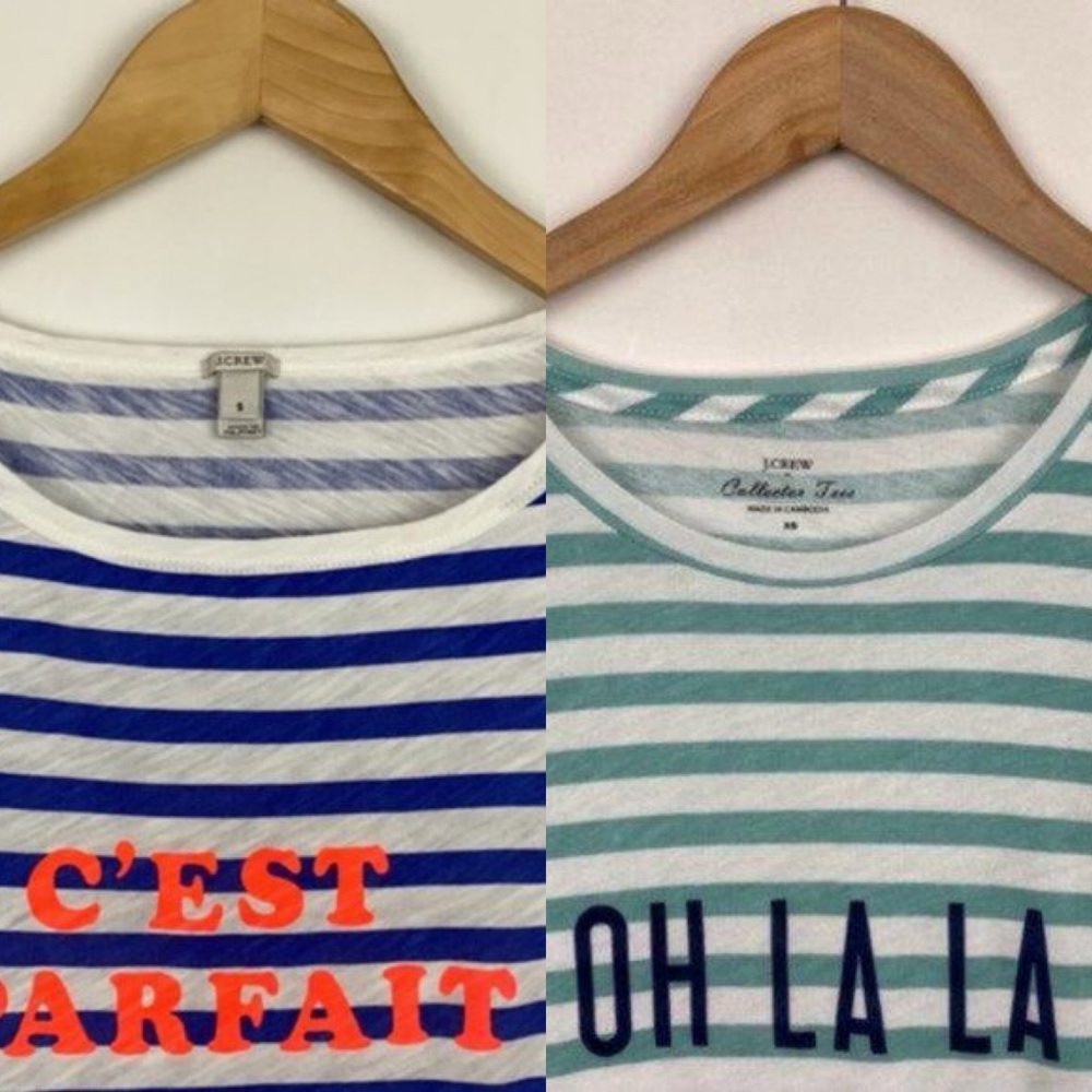 J.Crew Graphic Oh La la & C'est parfait  2 Tee T-shirts bundle
